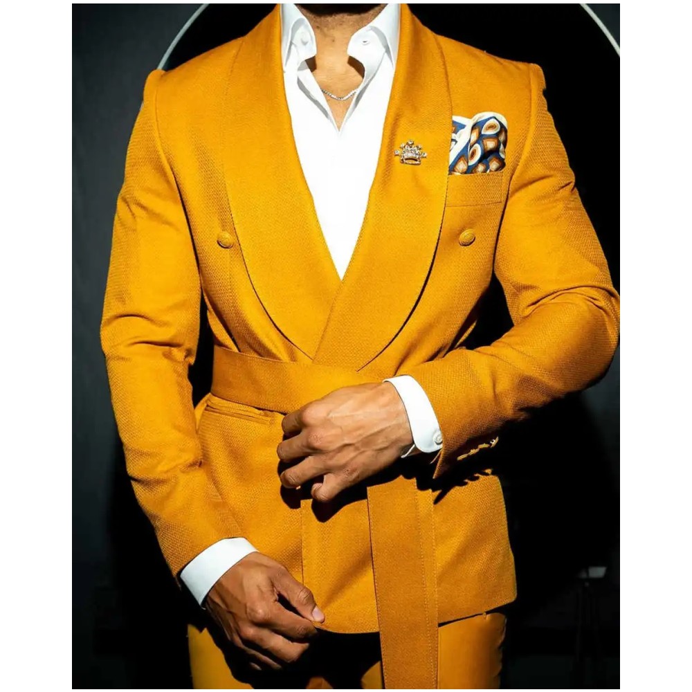 Men'S Formal Evening Wear - Modern Men Suits With Belt Shawl