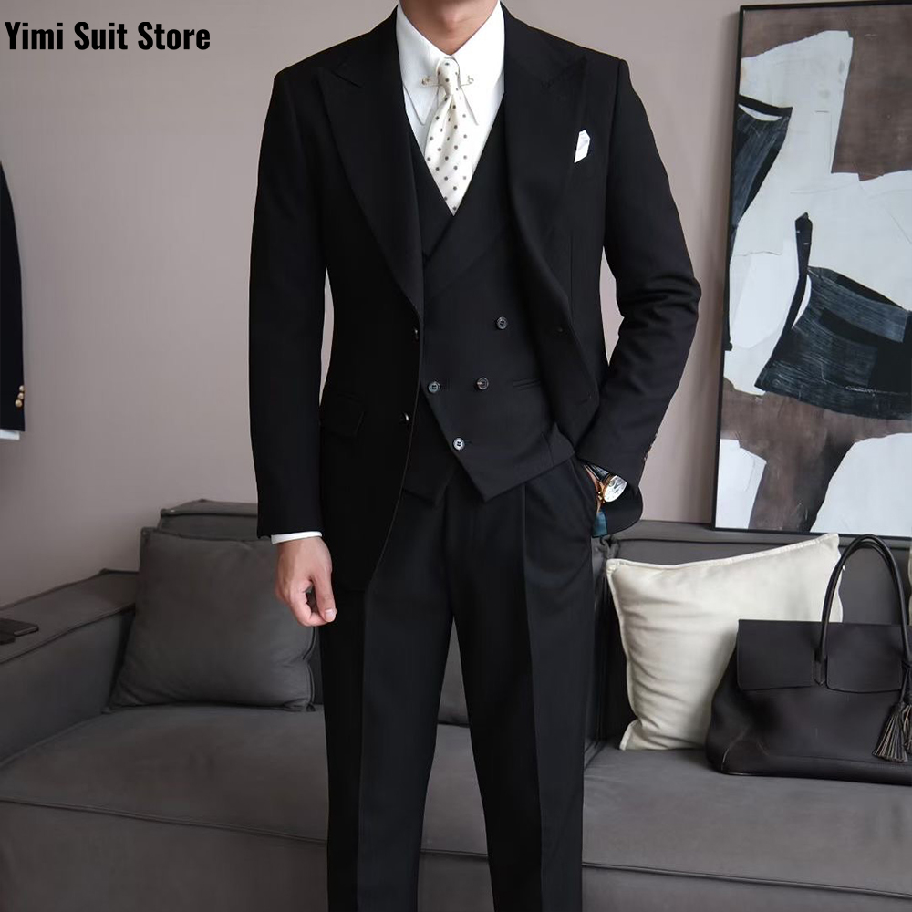 Black High Quality Men's Suits - Men Formal Wear Modern avaliação e preço