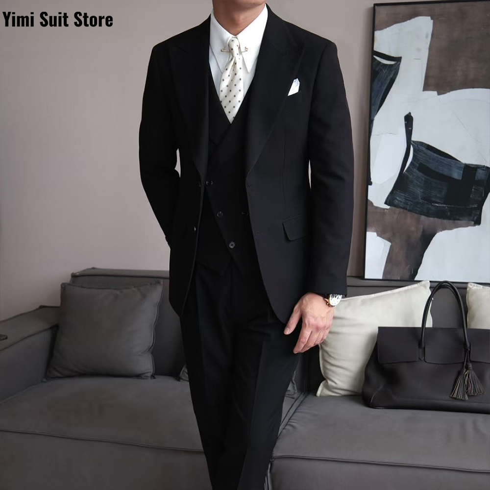 Black High Quality Men's Suits - Men Formal Wear Modern avaliação e preço
