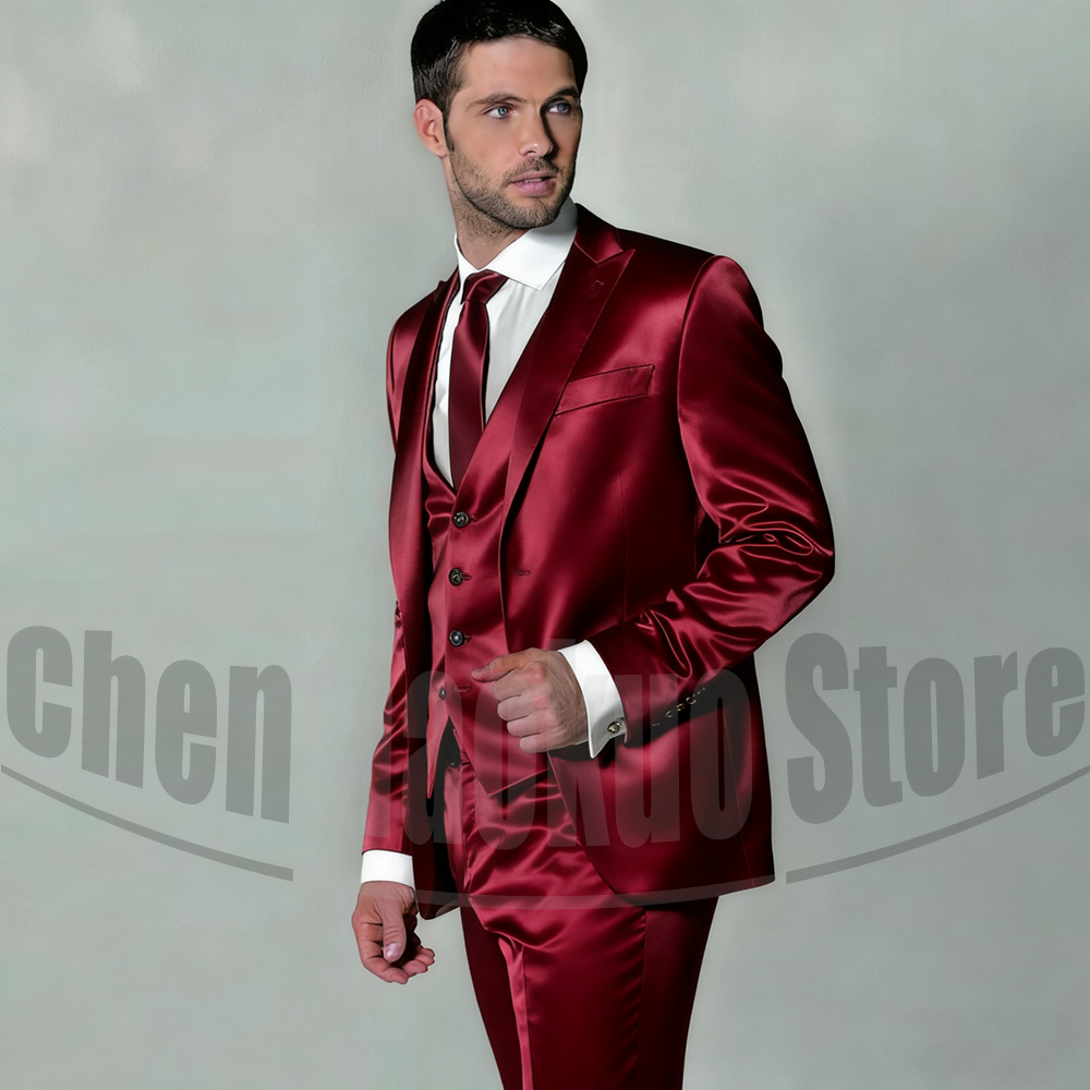 Men's Satin Three Piece Suit S - Men'S Formal Evening Wear avaliação e preço
