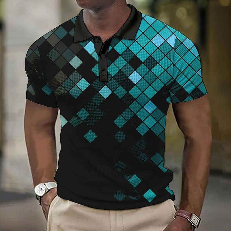New Men's Geometric Waffle Pol - Men'S Polo Formal Wear avaliação e preço