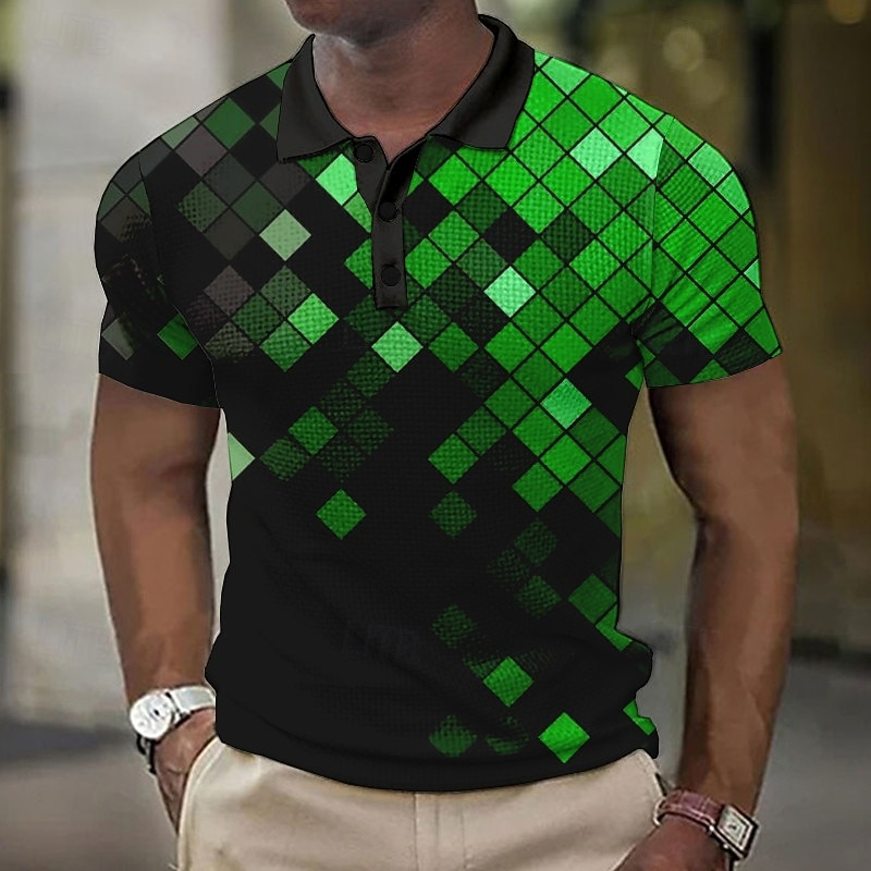 New Men's Geometric Waffle Pol - Men'S Polo Formal Wear avaliação e preço