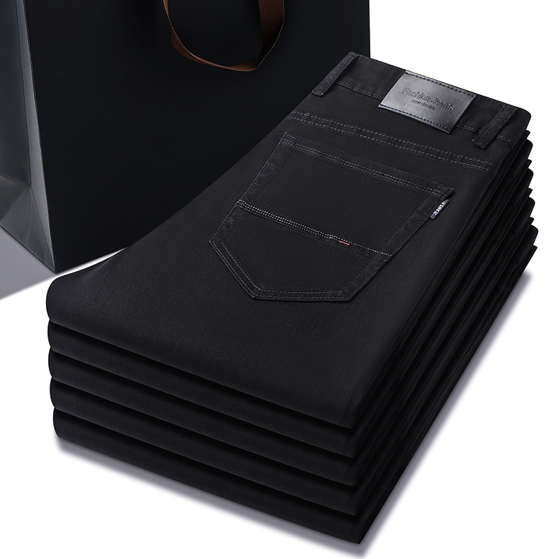 Pure Black Jeans Men's Summer  - Men Formal Wear With Jeans avaliação e preço