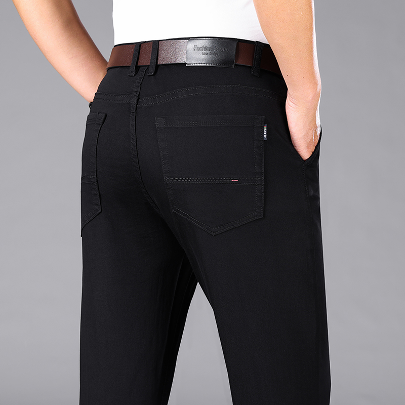 Pure Black Jeans Men's Summer  - Men Formal Wear With Jeans avaliação e preço