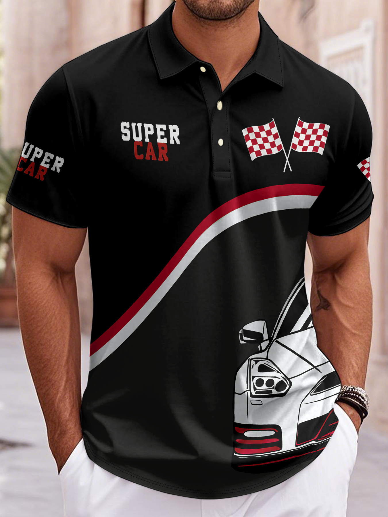 Men's Racing Pattern Printed C - Men'S Polo Formal Wear avaliação e preço