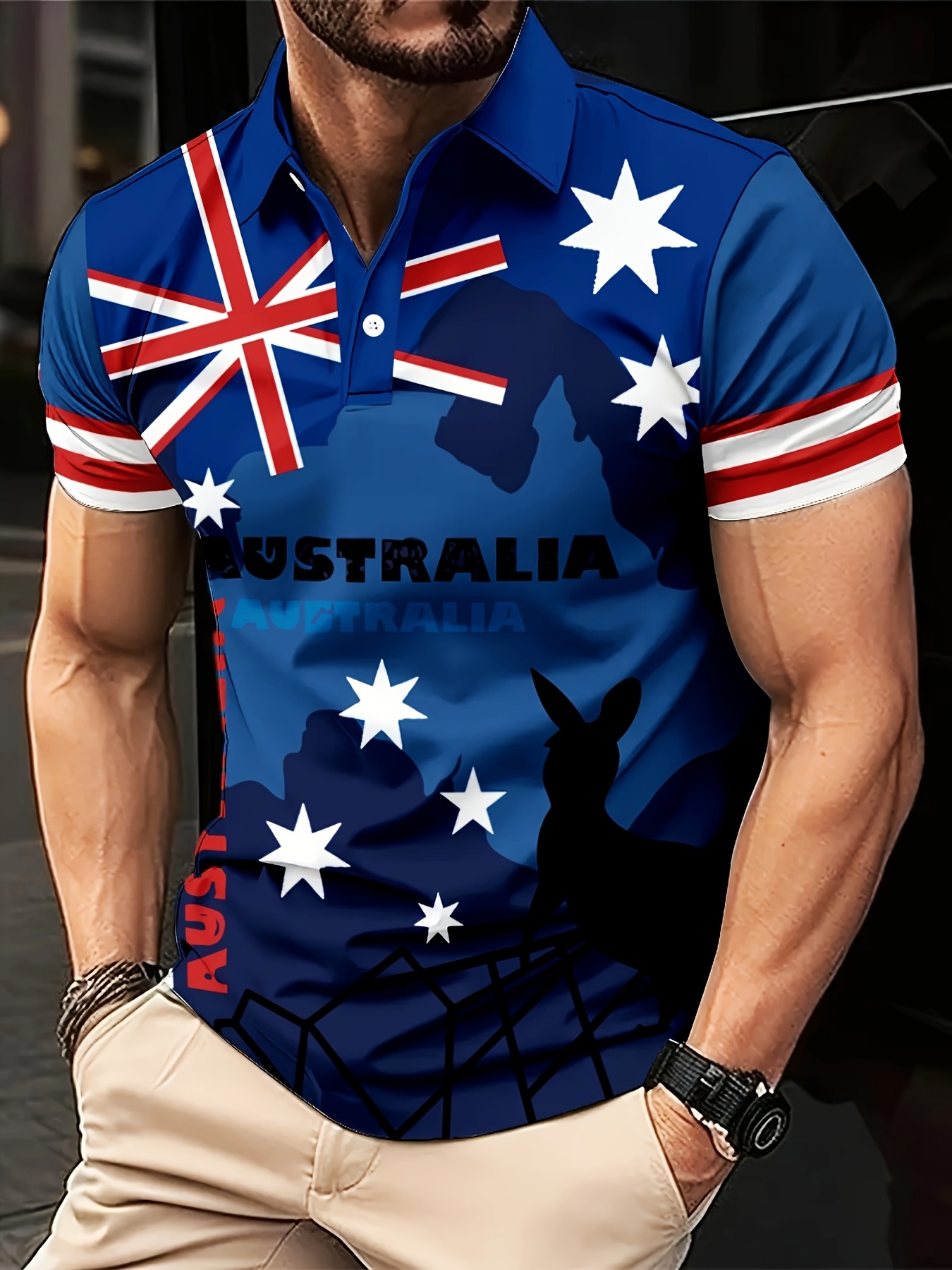 Summer Australian Flag Kangaro - Men'S Polo Formal Wear avaliação e preço