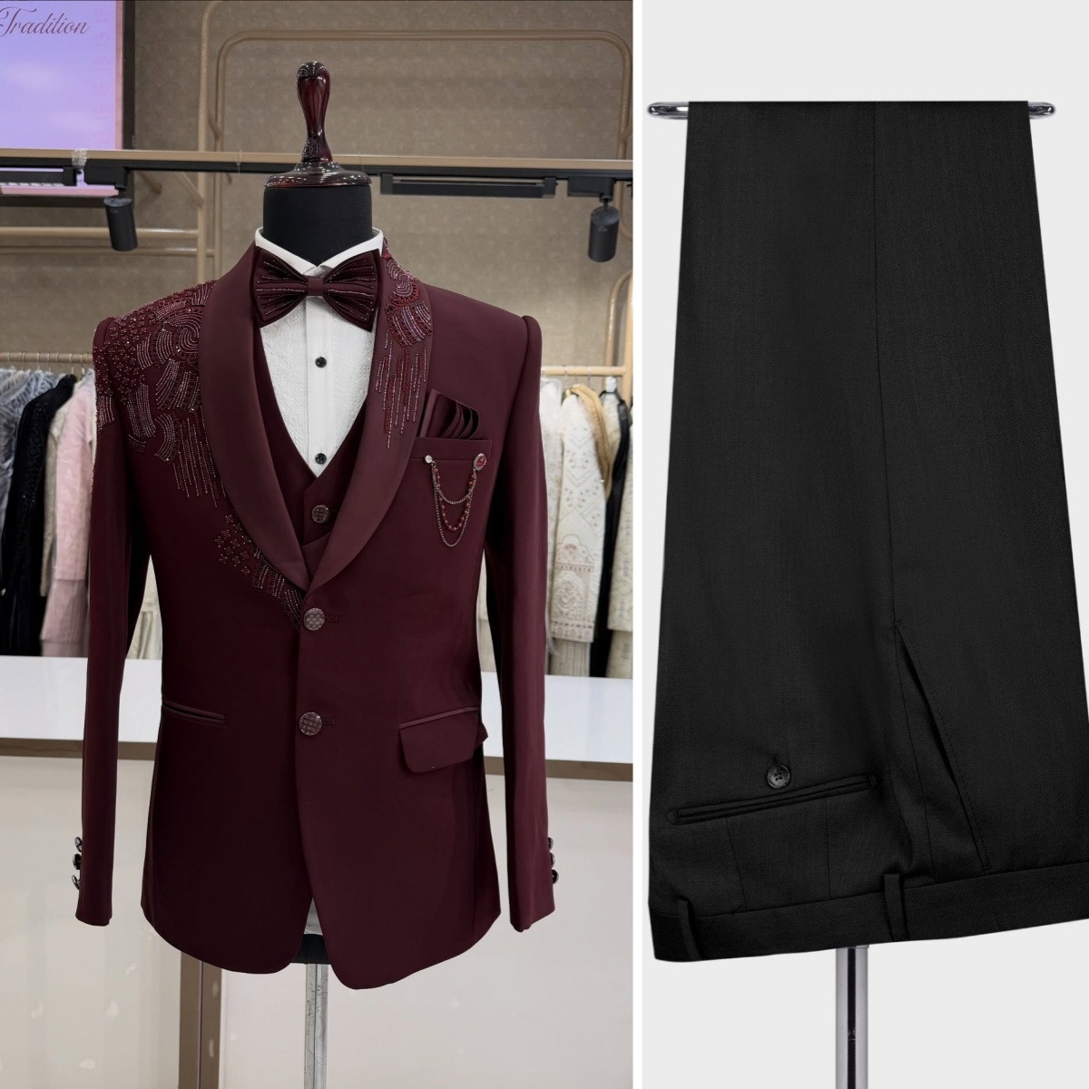 3 Pieces Groom Wedding Tuxedos - Men Formal Wear Modern avaliação e preço