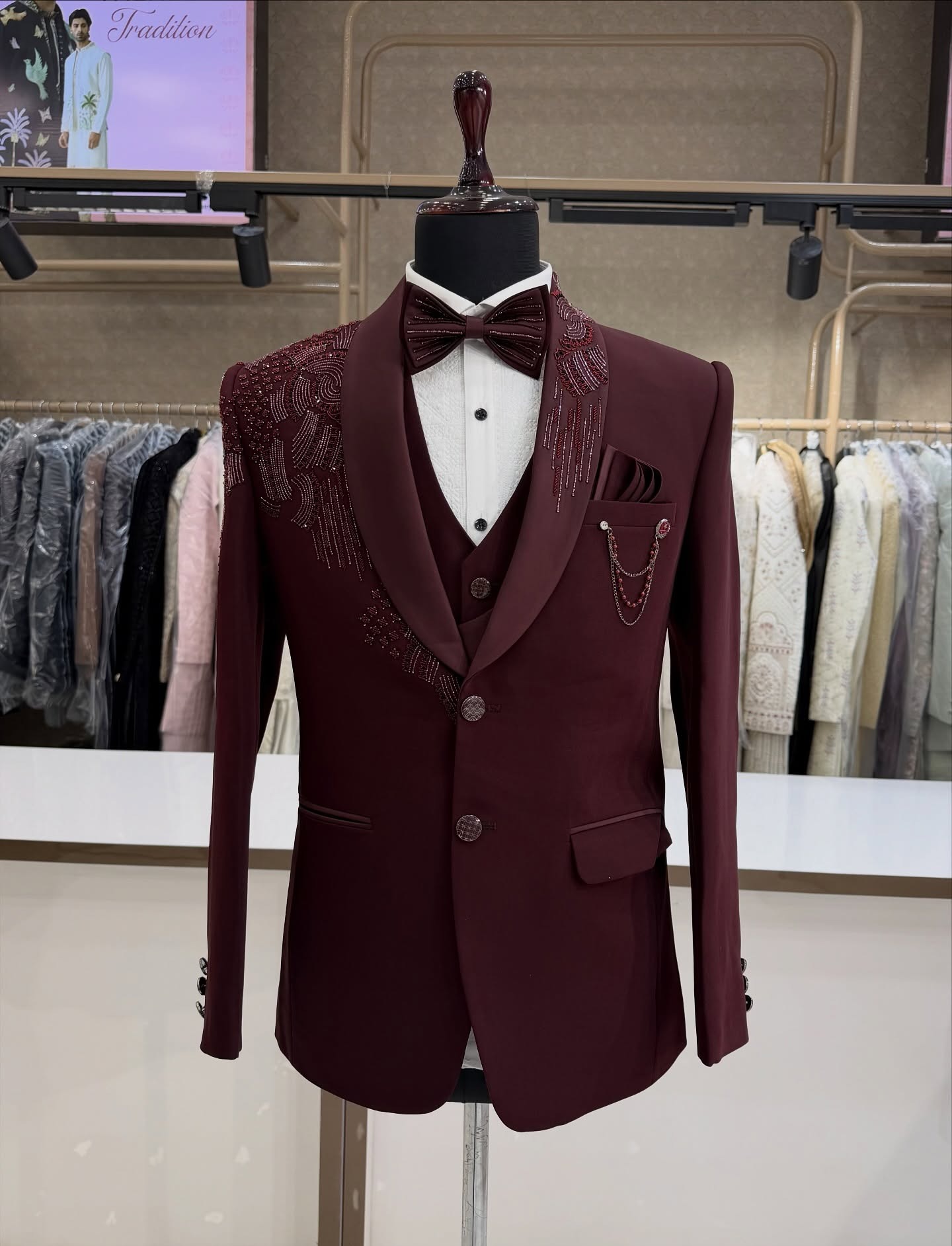 3 Pieces Groom Wedding Tuxedos - Men Formal Wear Modern avaliação e preço