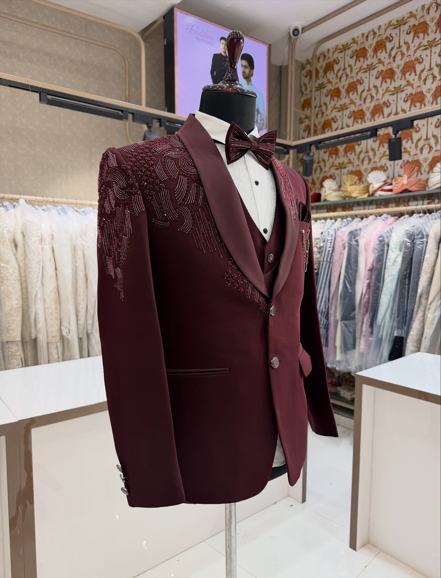 3 Pieces Groom Wedding Tuxedos - Men Formal Wear Modern avaliação e preço