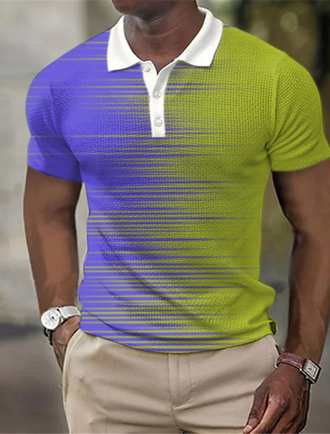 Men's Striped  Polo Shirts Gol - Men'S Polo Formal Wear avaliação e preço