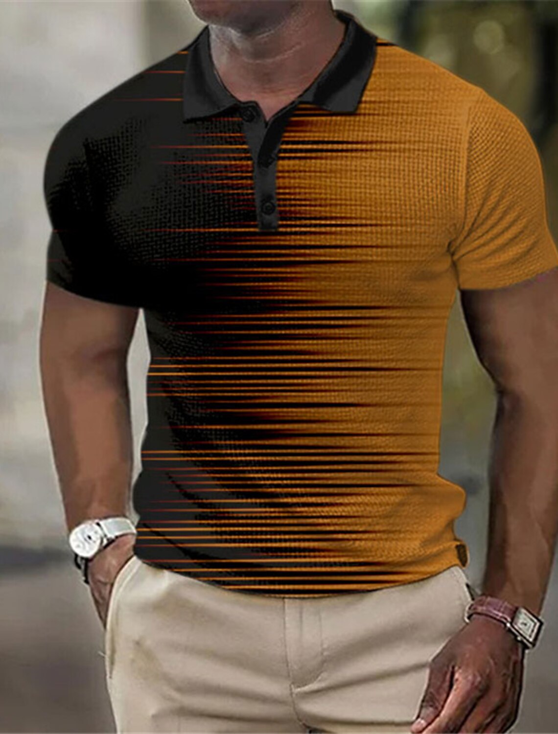 Men's Striped  Polo Shirts Gol - Men'S Polo Formal Wear avaliação e preço
