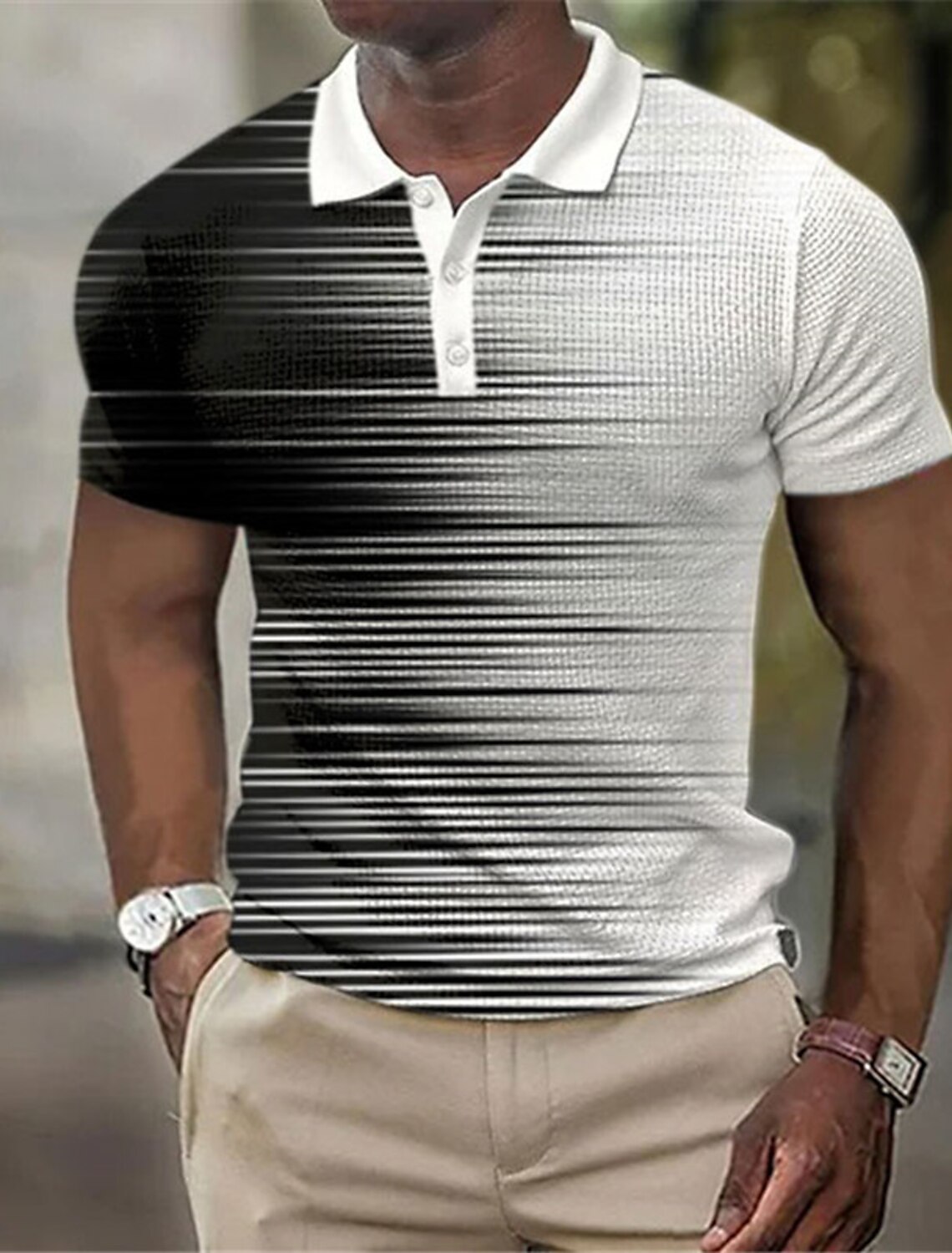 Men's Striped  Polo Shirts Gol - Men'S Polo Formal Wear avaliação e preço