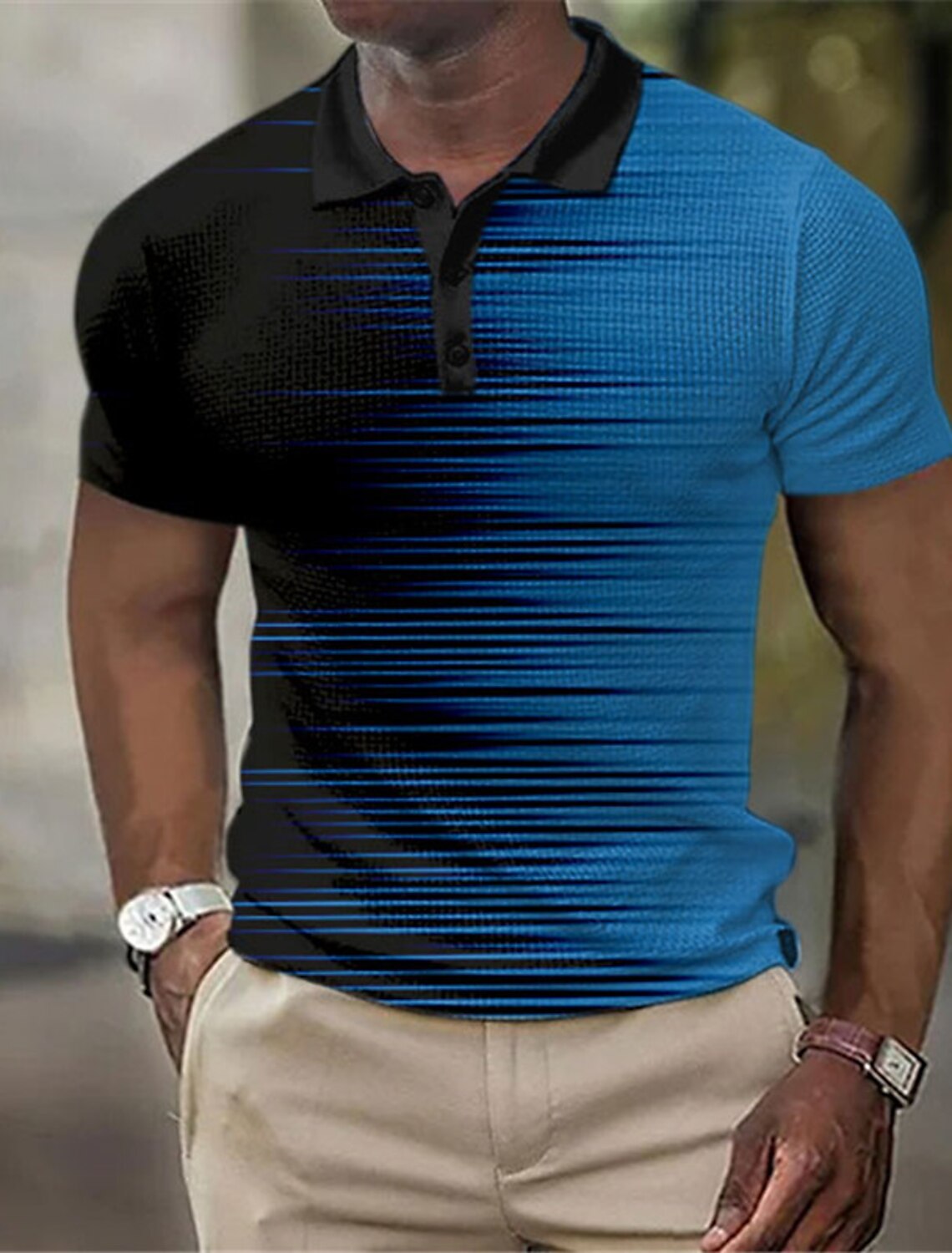 Men's Striped  Polo Shirts Gol - Men'S Polo Formal Wear avaliação e preço