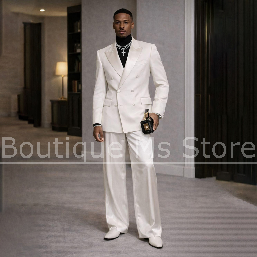 Men's White Satin Suit 2 Piece - Men'S Formal Evening Wear avaliação e preço