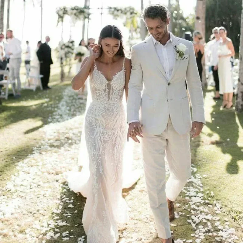 Linen Wedding Tuxedo For Men S - Men Formal Wear Modern avaliação e preço
