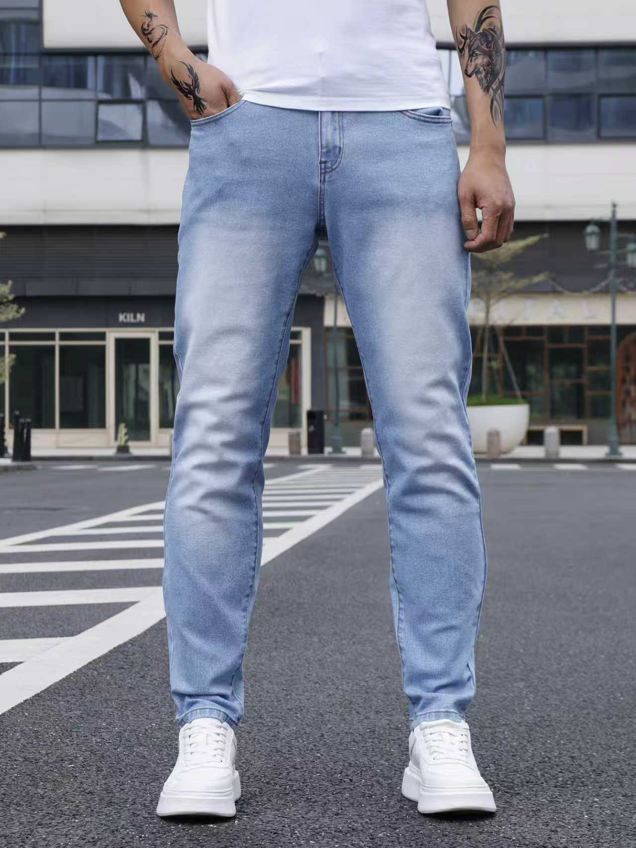 Men's Casual Stretch Light Blu - Men Formal Wear With Jeans avaliação e preço