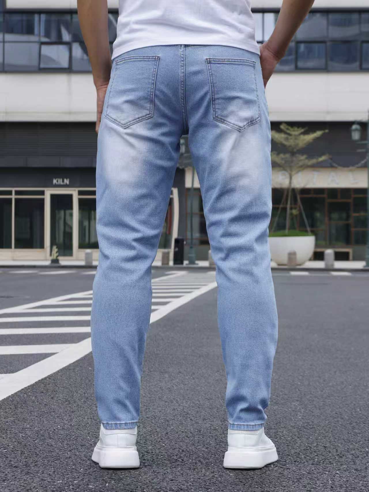 Men's Casual Stretch Light Blu - Men Formal Wear With Jeans avaliação e preço