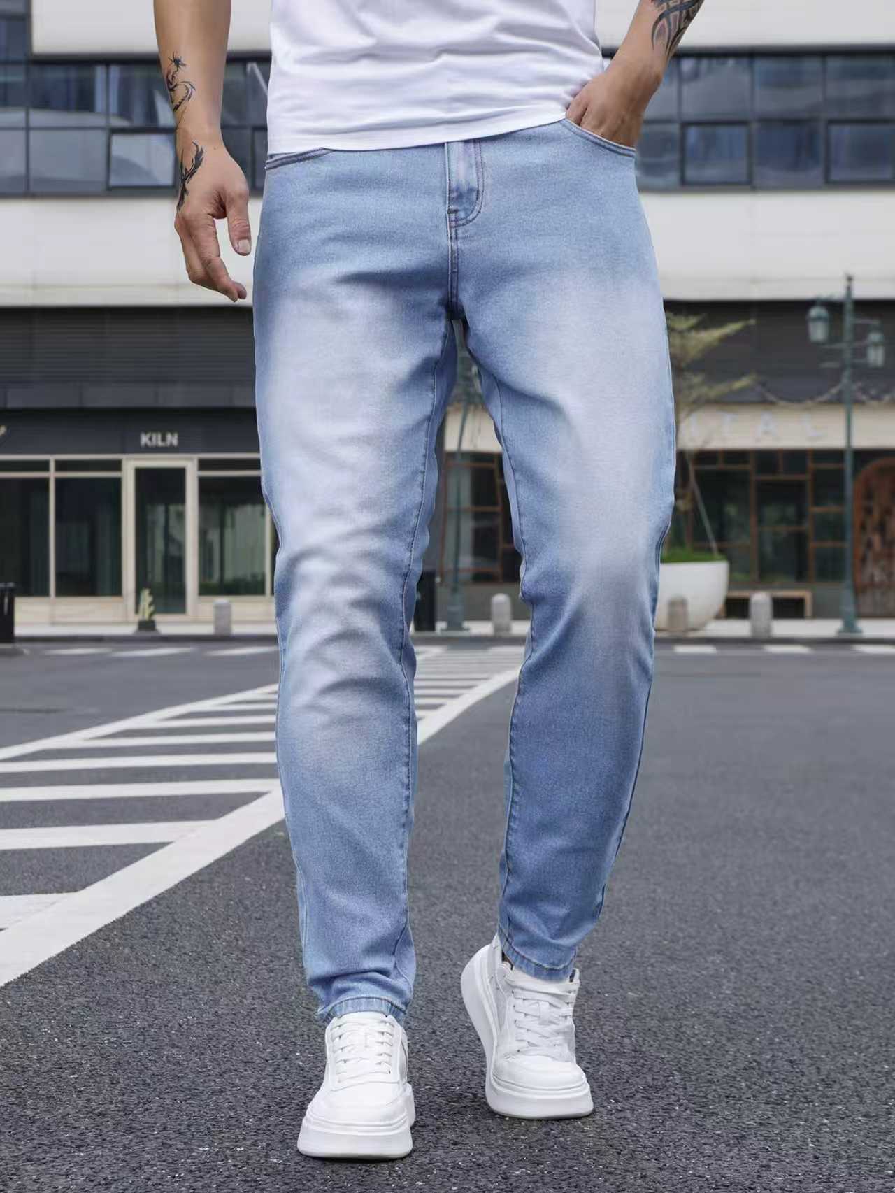 Men's Casual Stretch Light Blu - Men Formal Wear With Jeans avaliação e preço
