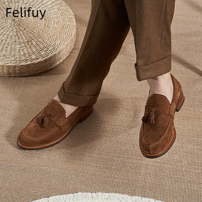 New Brown Men Flat Loafers Cow - Men Formal Wear Dress avaliação e preço