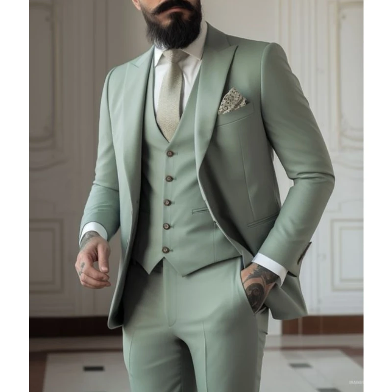 Light green Suits Men Suits 3  - Men Formal Wear Dress avaliação e preço