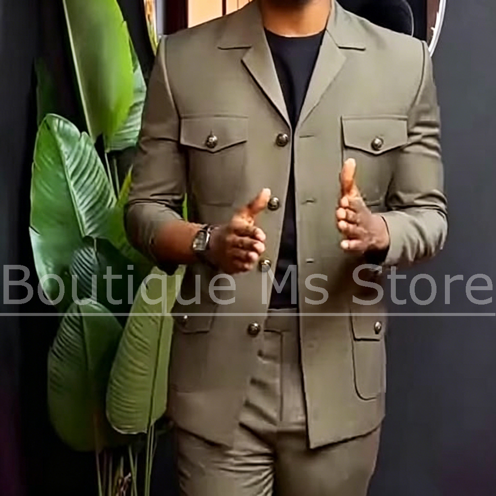 Men Safari Suit Two Piece Set  - Men'S Formal Wear For Office avaliação e preço