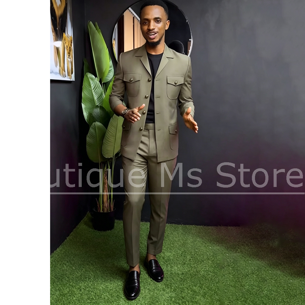 Men Safari Suit Two Piece Set  - Men'S Formal Wear For Office avaliação e preço