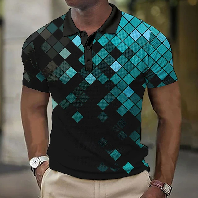 Men's Geometric Waffle Polo Sh - Men'S Polo Formal Wear avaliação e preço